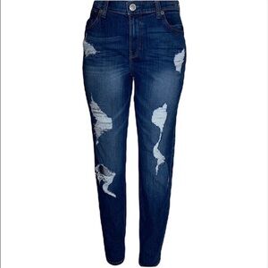 Express Dark Blue Distressed Skinny Jeans Size 6